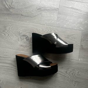 Zara silver wedge sandals